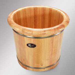 推荐柏一泡脚木桶加高 泡脚桶家用实木足疗洗脚桶 足浴桶橡胶木木