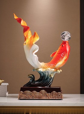 年年有余锦鲤鱼桌面招财摆件玄关酒柜办公室如鱼得水开业装饰礼品