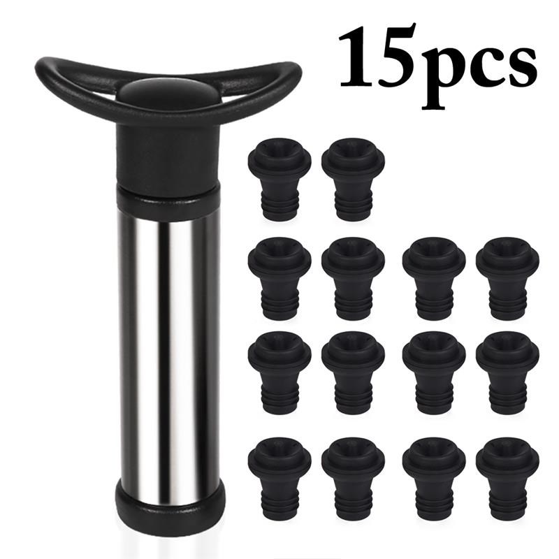 Wine Saver Vacuum Pump with 8pcs 14 pcs Vacuum Bottle Stoppe - 图0