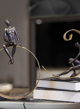 轻奢桌面摆件金属抽象人物艺术体操创意礼品客厅玄关电视柜装饰品