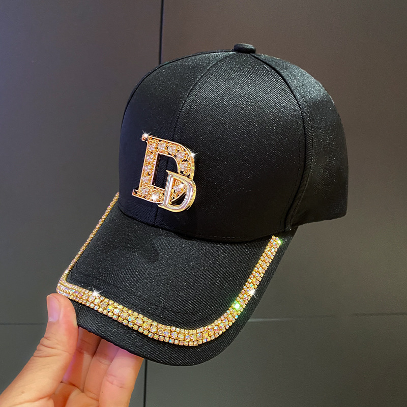 推荐Fashion Brand Diamond D Letter Baseball Cap for Women Su - 图0