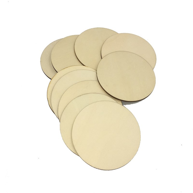 10-80mm Wood Disks Crafts Log Slices Discs Cutout Circle Rou - 图0