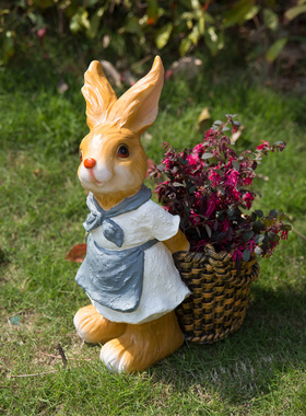 花园庭院户外幼儿园艺p别墅装饰卡通兔子摆件动物树脂花盆创意包