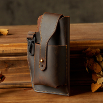 Global Buy FS Handmade Mad Muppie Personality Cell Phone Key Bag Men Wear Leather Strap Head Layer Bull Leather Sports Hand