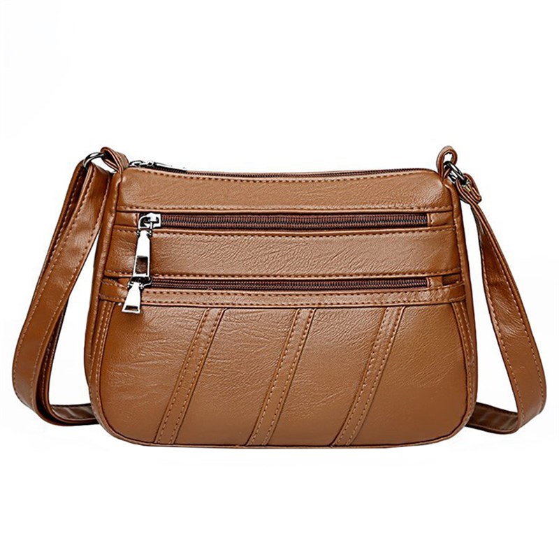 极速Fashion Women Shoulder Bag PU Leather Simple Solid Messe - 图0