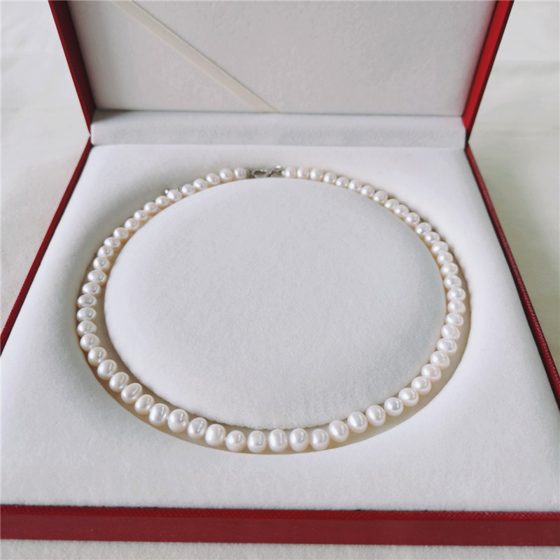 速发DAIMI Freshwater Pearl Necklace 6-7mm Natural Thread Pea