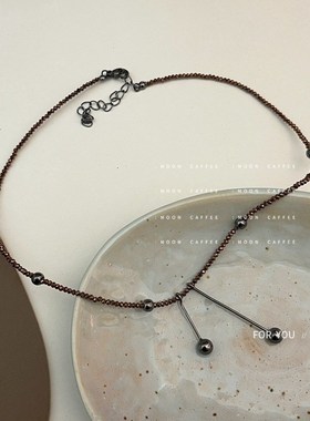 甜酷串珠水晶项链小n众设计感锁骨链简约高级感毛衣链子网红博主