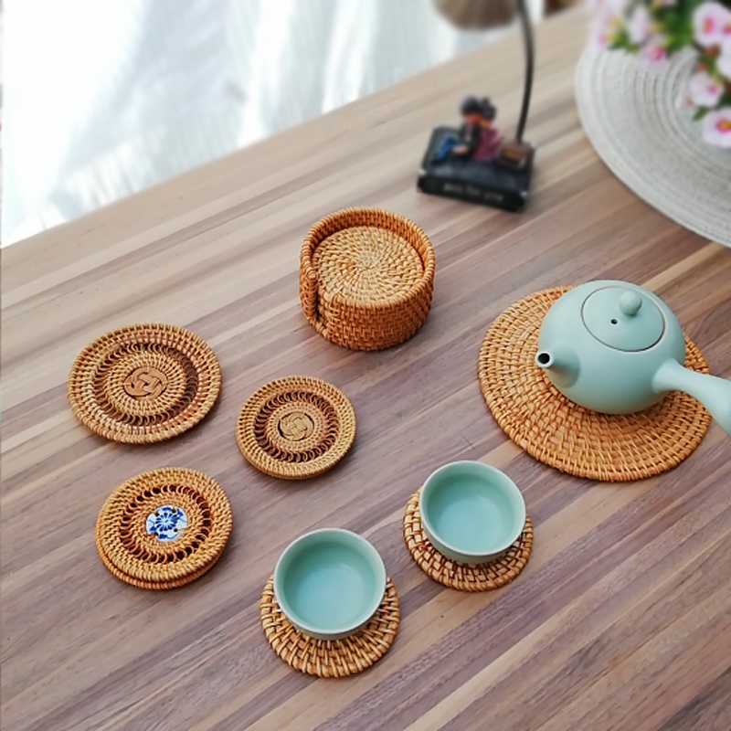 速发Placemat Pad Coasters Kitchen Table Mats rattan coaster - 图0