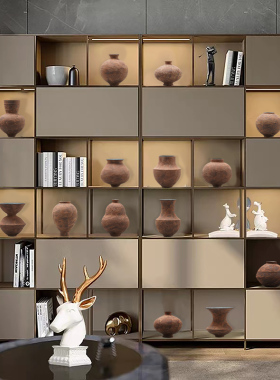 新中式复古橙陶瓷花瓶轻奢小摆件电视柜酒柜橱窗装饰品艺术陈列品