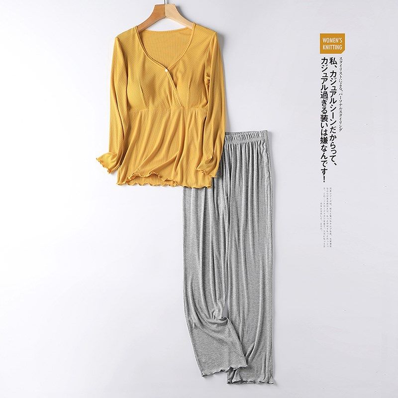 哺乳衣夏外出长袖长裤套装产后喂奶月子服孕妇睡衣夏天薄款家居服,淘宝优惠券,粉丝福利购,淘宝优惠卷