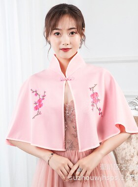 春夏秋季复古斗篷披肩婚纱礼服日常搭配裙子旗袍大码厚缎布民族风