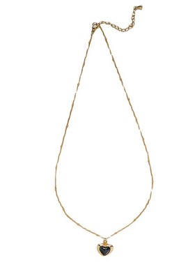 韩国ins风东大门跨境设计t感黑色爱心造型项链 简约黑桃心女毛衣