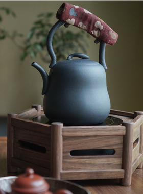 新中式黑胡桃木黑晶炉煮茶壶煮水炉玻璃壶