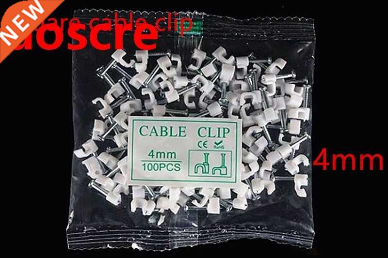 网红100pcs/bag Cable fixed 4mm Square cable clips with Nail, - 图0