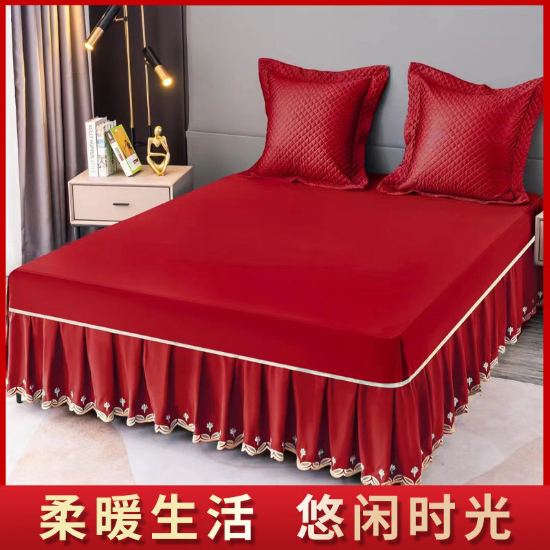 全棉床罩床裙式床套防滑保护套1.5米1.8m床单2.0带裙边床笠刺绣花,淘宝优惠券,粉丝福利购,淘宝优惠卷