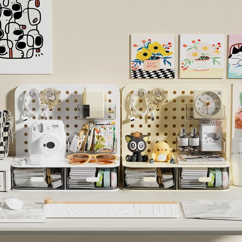 Perforated board desktop vertical storage rack home dormitory study table organizing desk R storage rack cosmetics storage