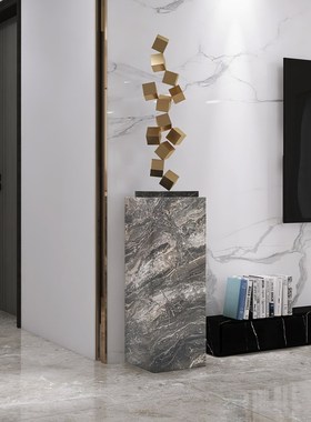 岩板底座摆台客厅大型落地摆件石材墩子装饰柱大理石立柱雕塑地台