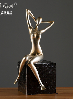 欧式创意瑜伽少女摆件简约家居客厅酒柜电视柜橱柜装饰.品摆设礼