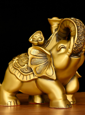 纯铜大象摆件一对吸水象铜象办公室客厅玄关工艺品大号招財鎮宅象
