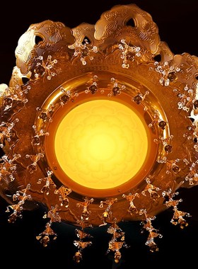 佛前供花仿真花束鎏金幢幡宝盖天盖灯菩萨顶灯装饰灯挂式璎珞摆件