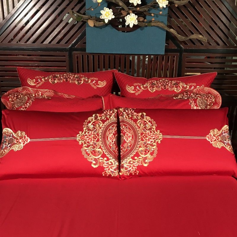 中国风喜被100支长绒棉婚庆十件套大红全棉结婚四六件套床上用品,淘宝优惠券,粉丝福利购,淘宝优惠卷