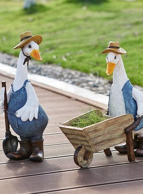 可爱创意情侣鸭摆件客厅桌面家居装饰品超市美陈货架顶层场景陈列