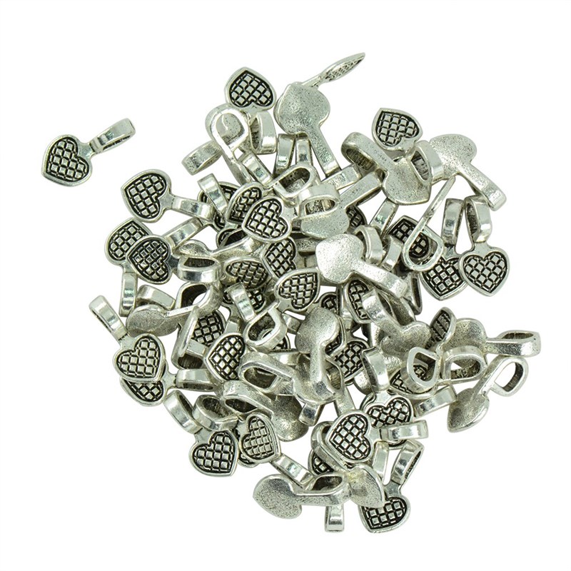 100pcs Heart Glue on Bail Earring Bails Glass Tile DIY Char-图1