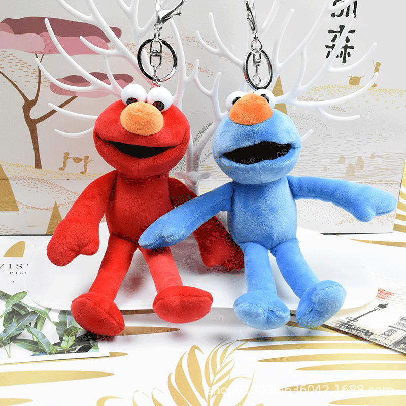 速发Sesame Street Plush Doll Pendant Elmo Cookie Pendants Ke - 图0