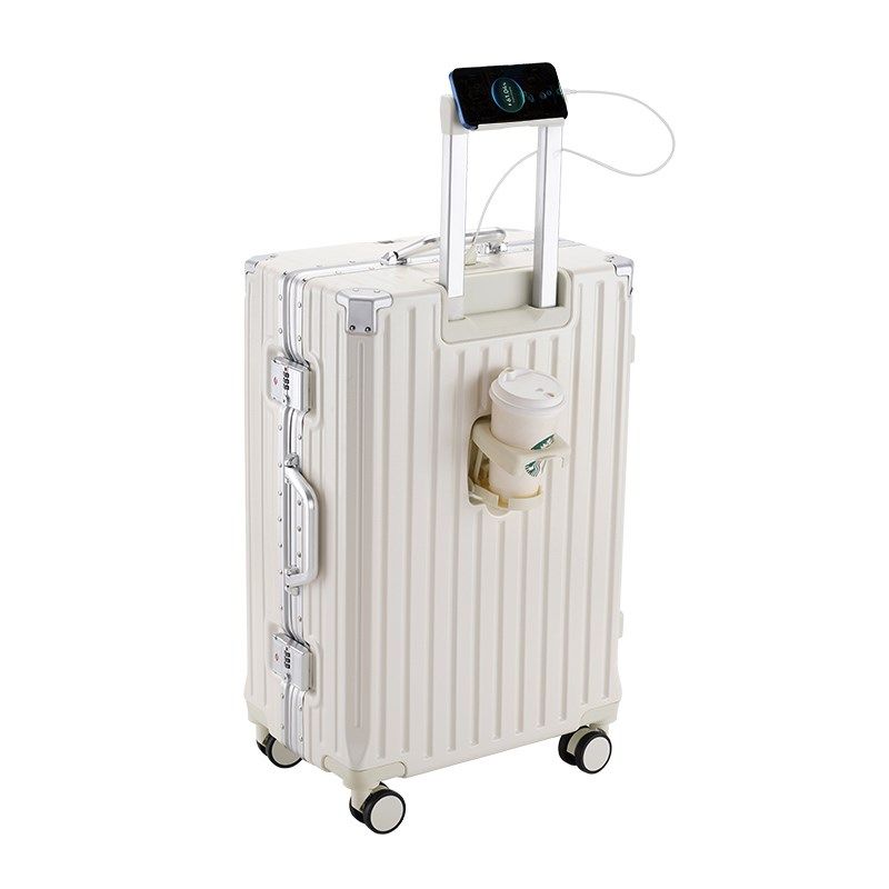多功能行李箱水杯架拉杆箱充电铝框行李箱静音万向轮男女学生皮箱,淘宝优惠券,粉丝福利购,淘宝优惠卷
