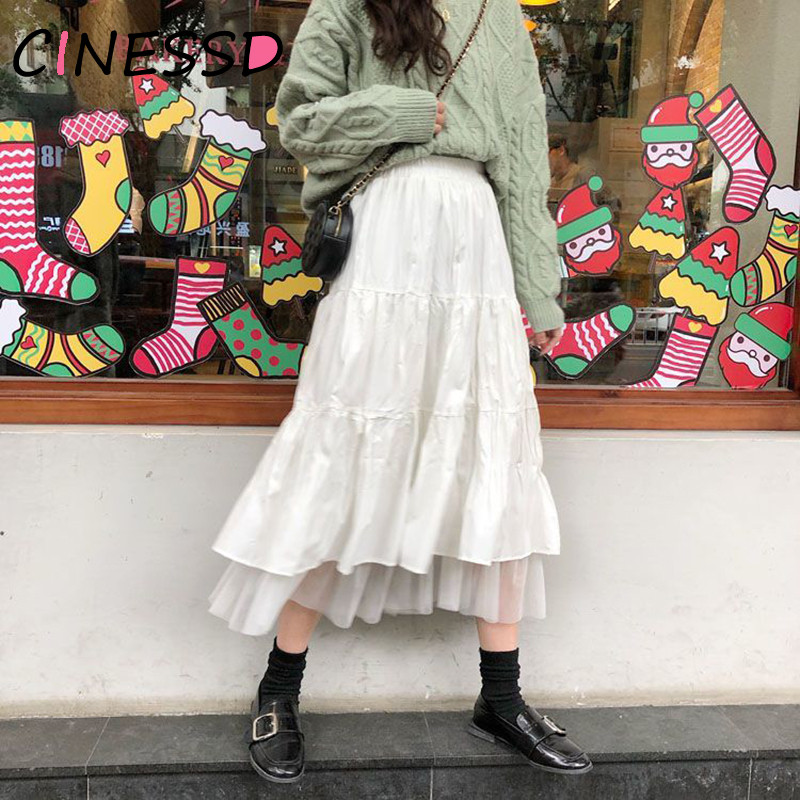 推荐Long Tulle Midi Skirts Womens 2020 Autumn Elastic High W - 图1