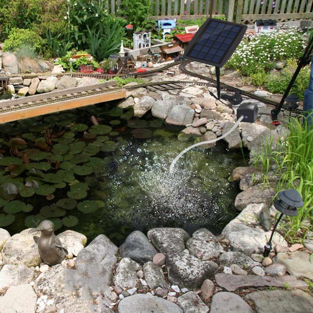 Solar aater Pump Outdovor Gardnn Fountaie Fish TWnk Pond - 图1