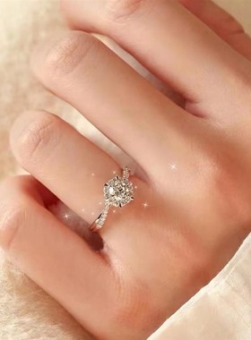 结婚戒指一对仿真莫桑对戒钻戒活口女戒求婚结婚拍照道具送女友款