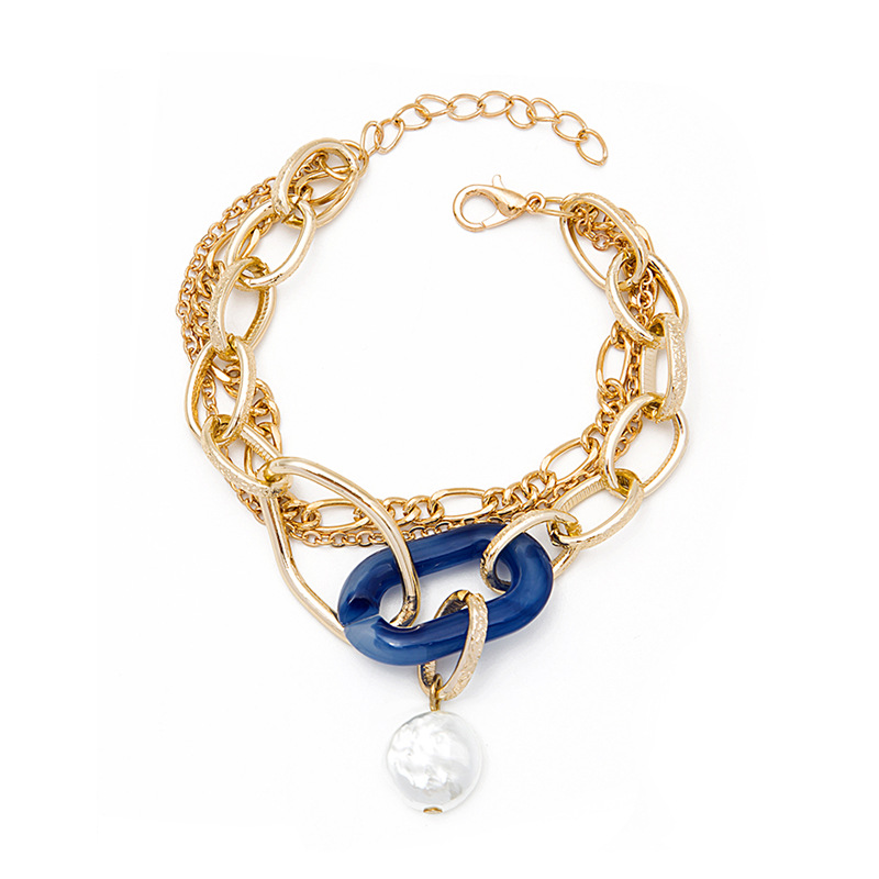 速发creative chain pearl bracelet hip hop cross border brace - 图2