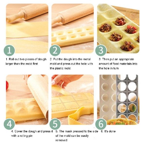 推荐Italian Pasta Mold Ravioli Tray Plate Pin Square Edges-图0