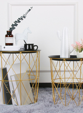 北欧铁艺金属茶几家居简r约房间客厅布置摆设置物架创意装饰品摆