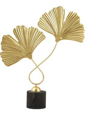 轻奢高级感小众酒柜银杏叶摆件创意入户玄关客厅桌U面家居装饰北