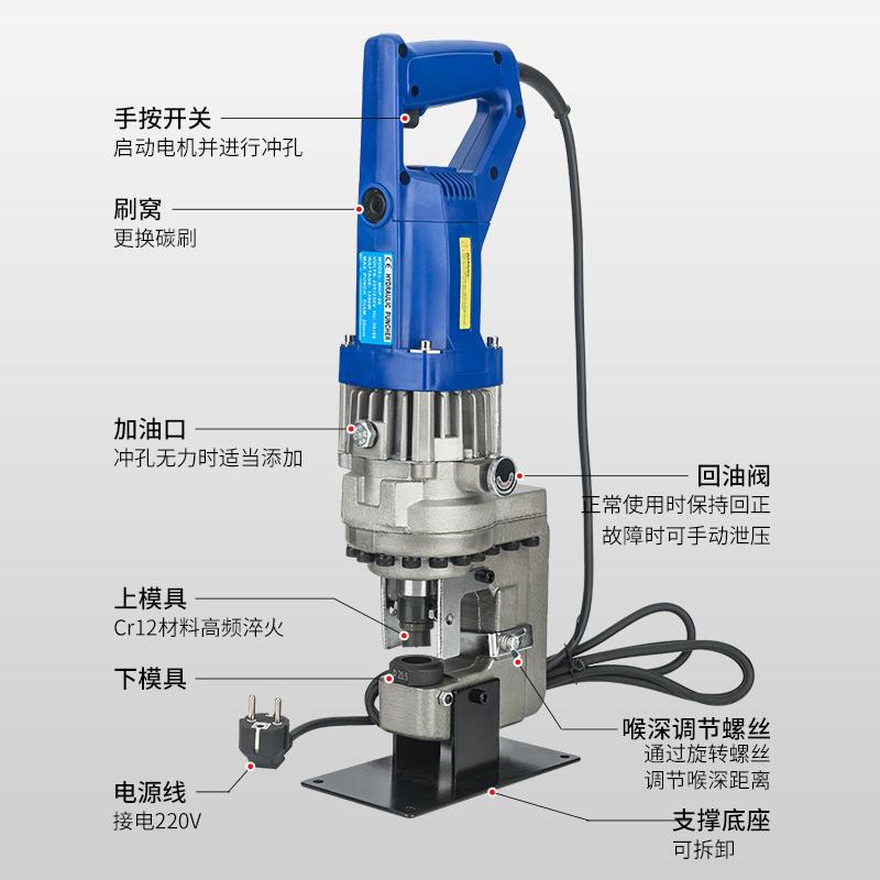 速发电动液压冲孔机角铁角钢冲孔器手提式小型槽钢不锈钢钻孔冲孔 - 图1