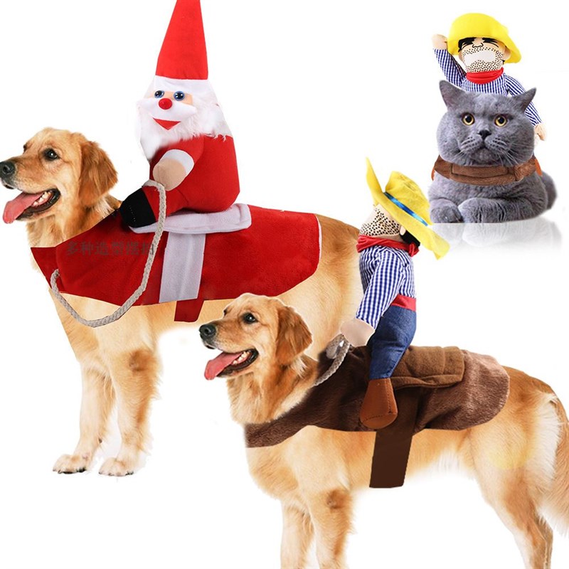 速发Dog clothes horse riding clothes Santa Claus clothes fun - 图0