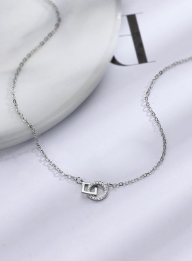 几何锆石项链女可调节简约设计方框相扣圆形方形锁骨链新款潮小众