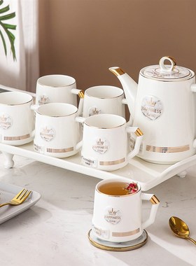 陶瓷水杯家用礼盒套装客厅轻奢乔迁新婚杯具茶壶茶杯耐高温冷水壶