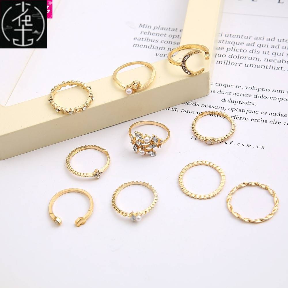 推荐Pearl Leaves Creative Vintage Women's Knuckle Ring s - 图1