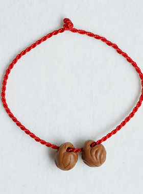 桃木核篮红绳手錬半成品DIY狗牙婴儿童宝宝猪骨吓惊胡防孕妇手串