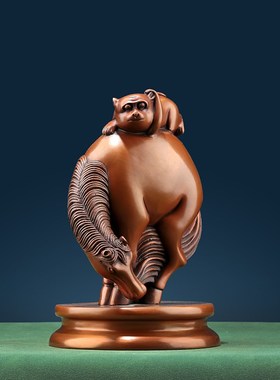 纯紫铜摆件《马上封侯》工艺品家居饰品客厅办公室桌面装饰礼品