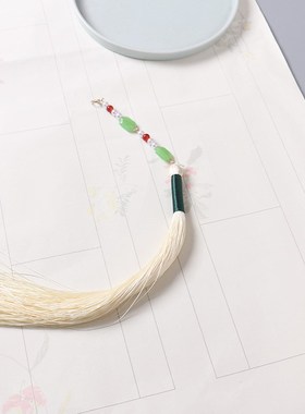 云锦古风饰品仿白玉岫玉长璎珞项链百搭襦裙明制汉服Y衣链旗袍配