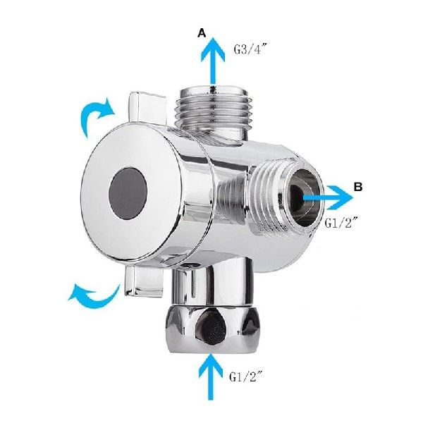 推荐ABS Chrome 3 Way Diverter Hose Fitting T Shape Adapter-图2