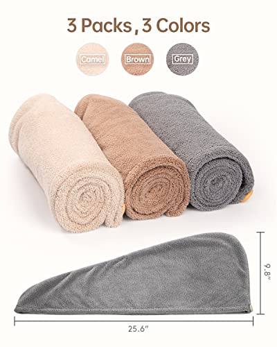 速发YFONG Microfiber Hair Towel 3 Pack  Hair Towel with Butt - 图3