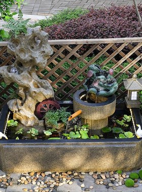 庭院流水喷泉假山太湖石鱼池循环水景观户外阳台花园布置造景摆件