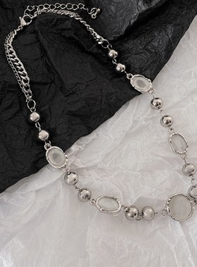 小众设计感猫眼石链条白月光元素项链女高级感轻奢V气质配饰锁骨