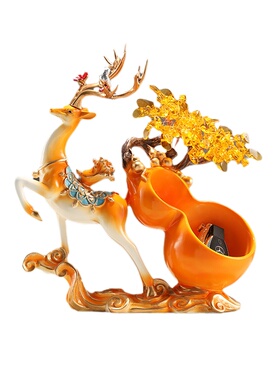 入户门玄关钥匙收纳摆件客厅桌面鞋柜装饰葫芦发财鹿乔迁新家礼品