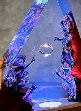 魔戒环氧树脂木制夜灯手工礼物家居装饰海洋树脂灯男朋友的礼物